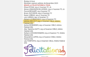 Nouvel Arbitre de notre club