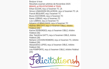 Nouvel Arbitre de notre club